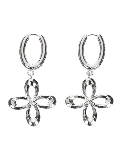 surgery clover logo earrings 'silver'-Surgery-APOC STORE
