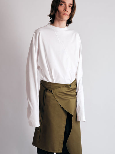 009PAKU SKIRT KHAKI-Kei Kawai-APOC STORE