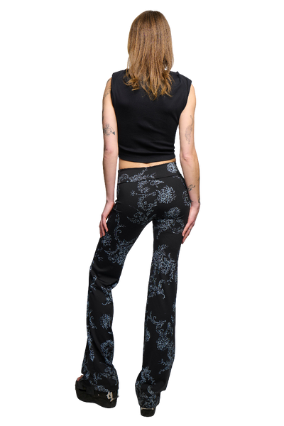 Floral Yoga Pant - Black/Light Blue-Karlaidlaw-APOC STORE
