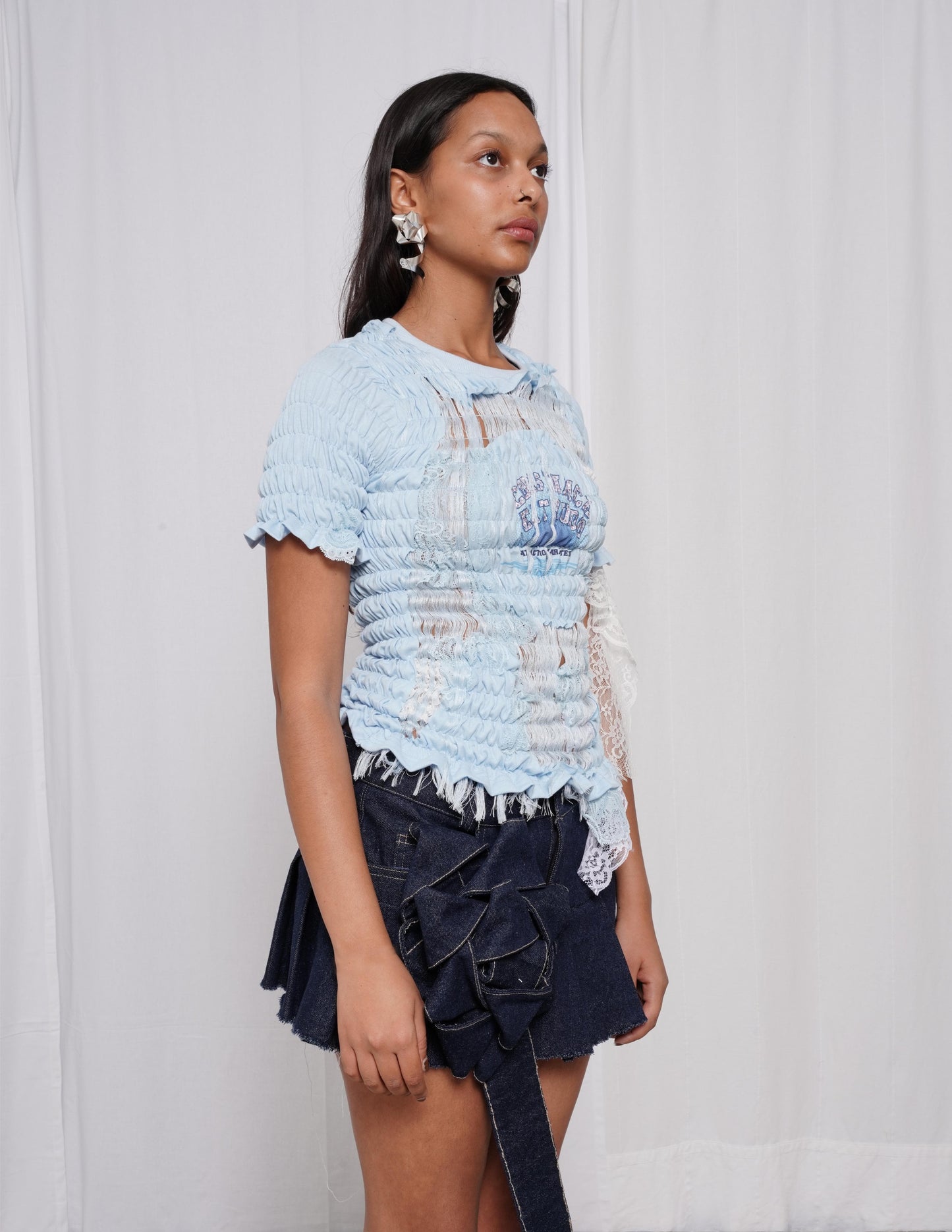 Unwoven Deconstructed T-shirt Blue-Constanca Entrudo-APOC STORE