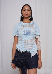 Unwoven Deconstructed T-shirt Blue-Constanca Entrudo-APOC STORE