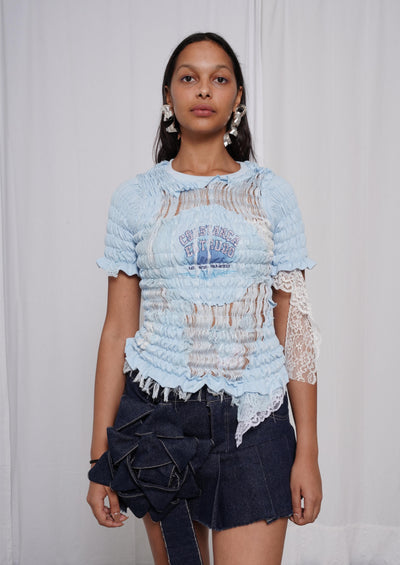 Unwoven Deconstructed T-shirt Blue-Constanca Entrudo-APOC STORE