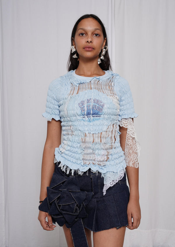 Unwoven Deconstructed T-shirt Blue-Constanca Entrudo-APOC STORE