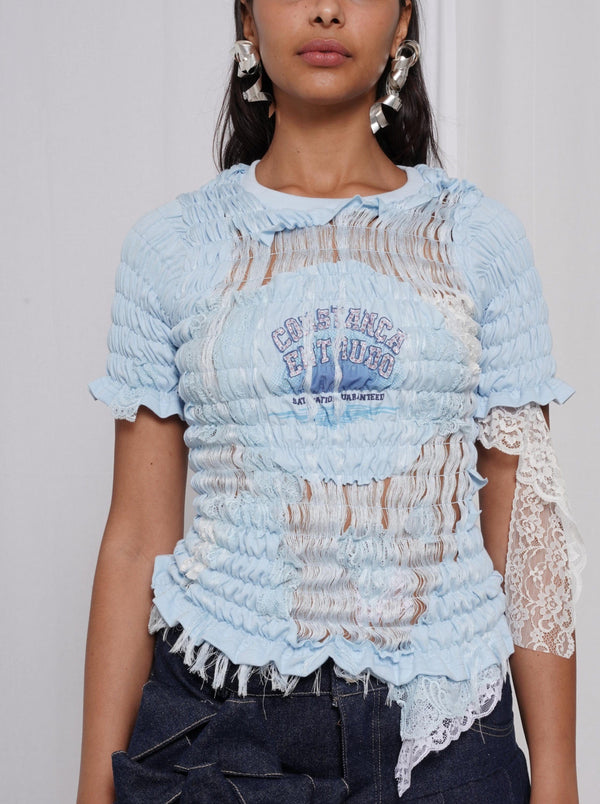 Unwoven Deconstructed T-shirt Blue-Constanca Entrudo-APOC STORE