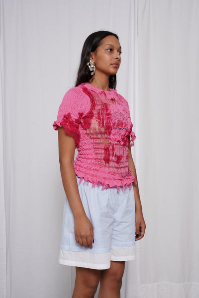 Unwoven Deconstructed T-shirt Pink-Constanca Entrudo-APOC STORE