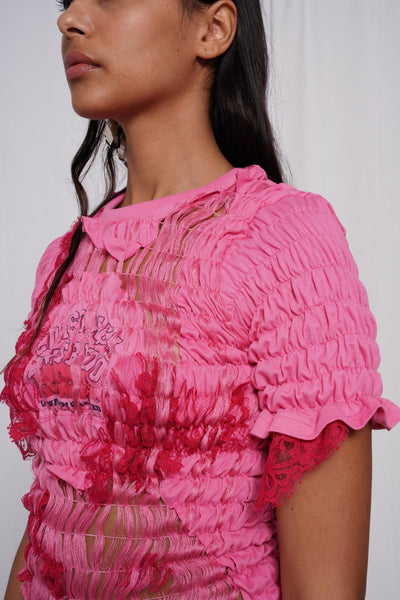 Unwoven Deconstructed T-shirt Pink-Constanca Entrudo-APOC STORE