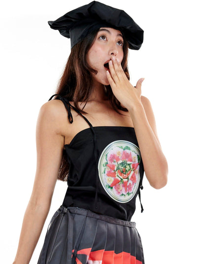 Happy Wink Salad on Black Spaghetti Tank-Leeann Huang-APOC STORE