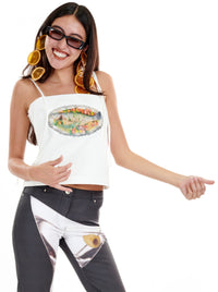 Fish Plate on White Spaghetti Tank-Leeann Huang-APOC STORE