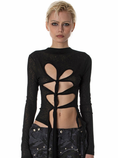 MESH KNOT REVERSIBLE TEE BLACK-Nibgnus-APOC STORE