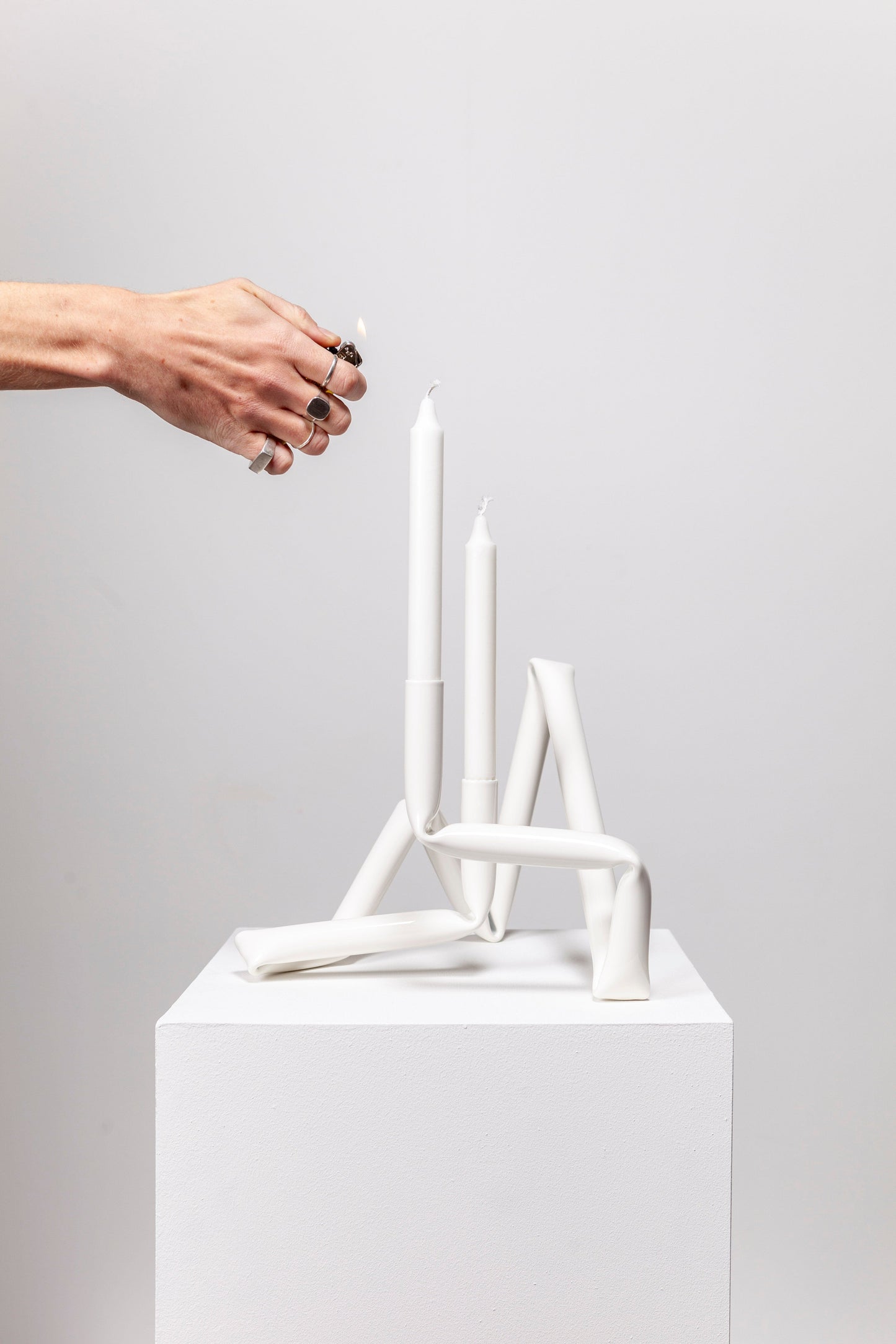 Bucatini candle holder (White)-(a.o.t)-APOC STORE