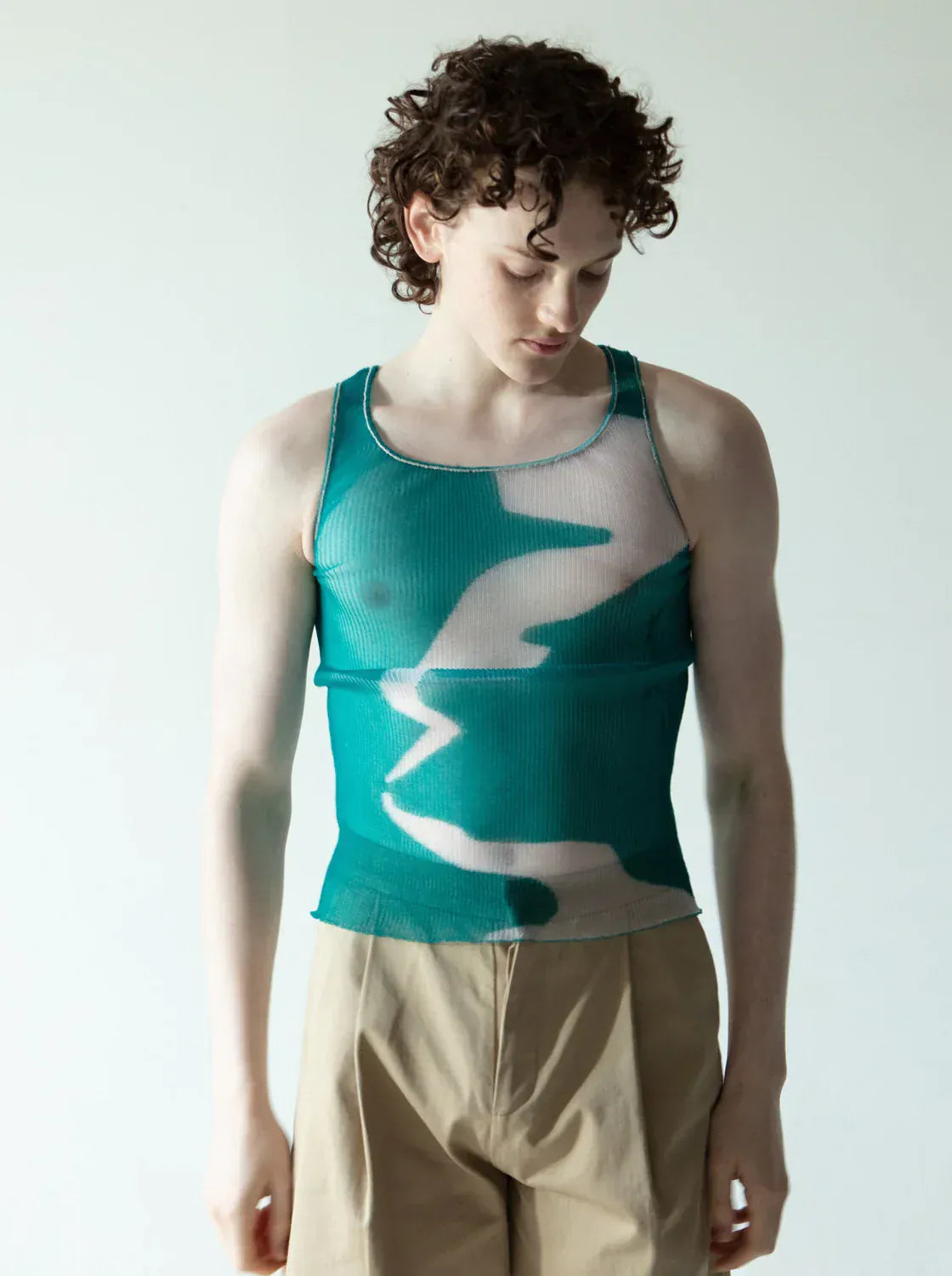 Streak Vest - Teal & White-Khanh Brice Nguyen-APOC STORE