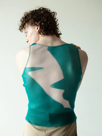 Streak Vest - Teal & White-Khanh Brice Nguyen-APOC STORE