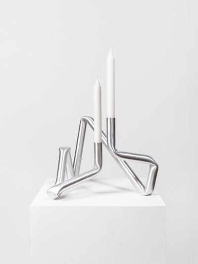 Bucatini candle holder (brushed aluminium)-(a.o.t)-APOC STORE