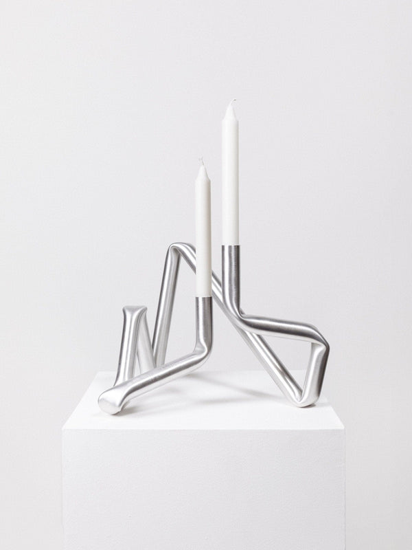 Bucatini candle holder (brushed aluminium)-(a.o.t)-APOC STORE