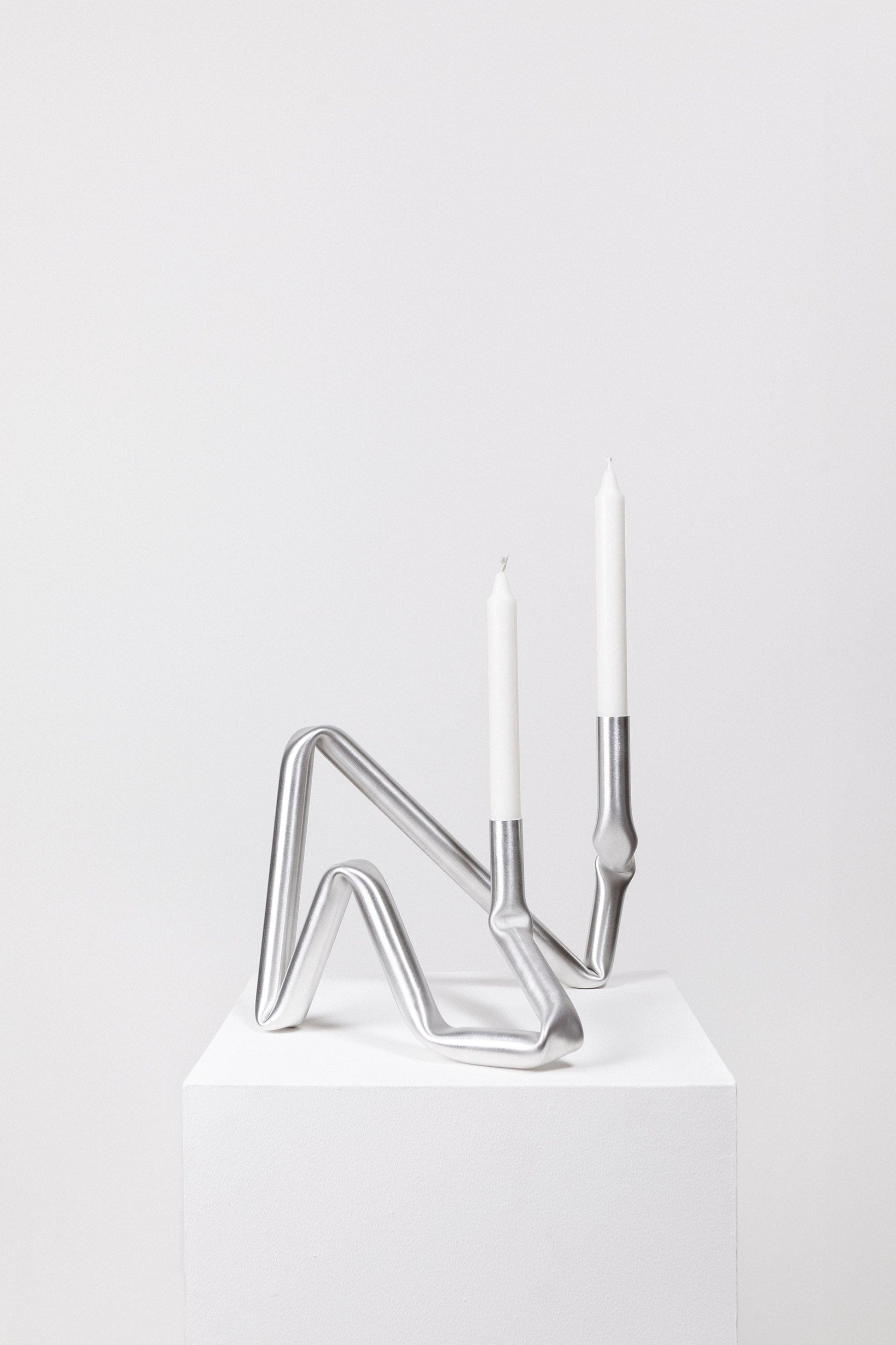 Bucatini candle holder (brushed aluminium)-(a.o.t)-APOC STORE