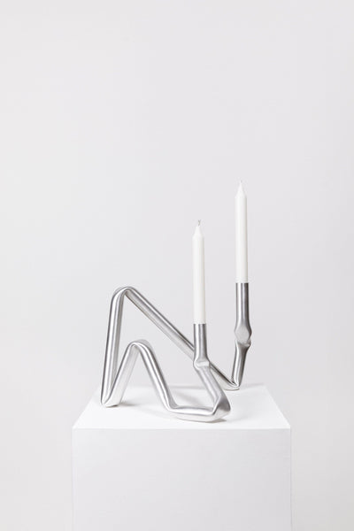 Bucatini candle holder (brushed aluminium)-(a.o.t)-APOC STORE