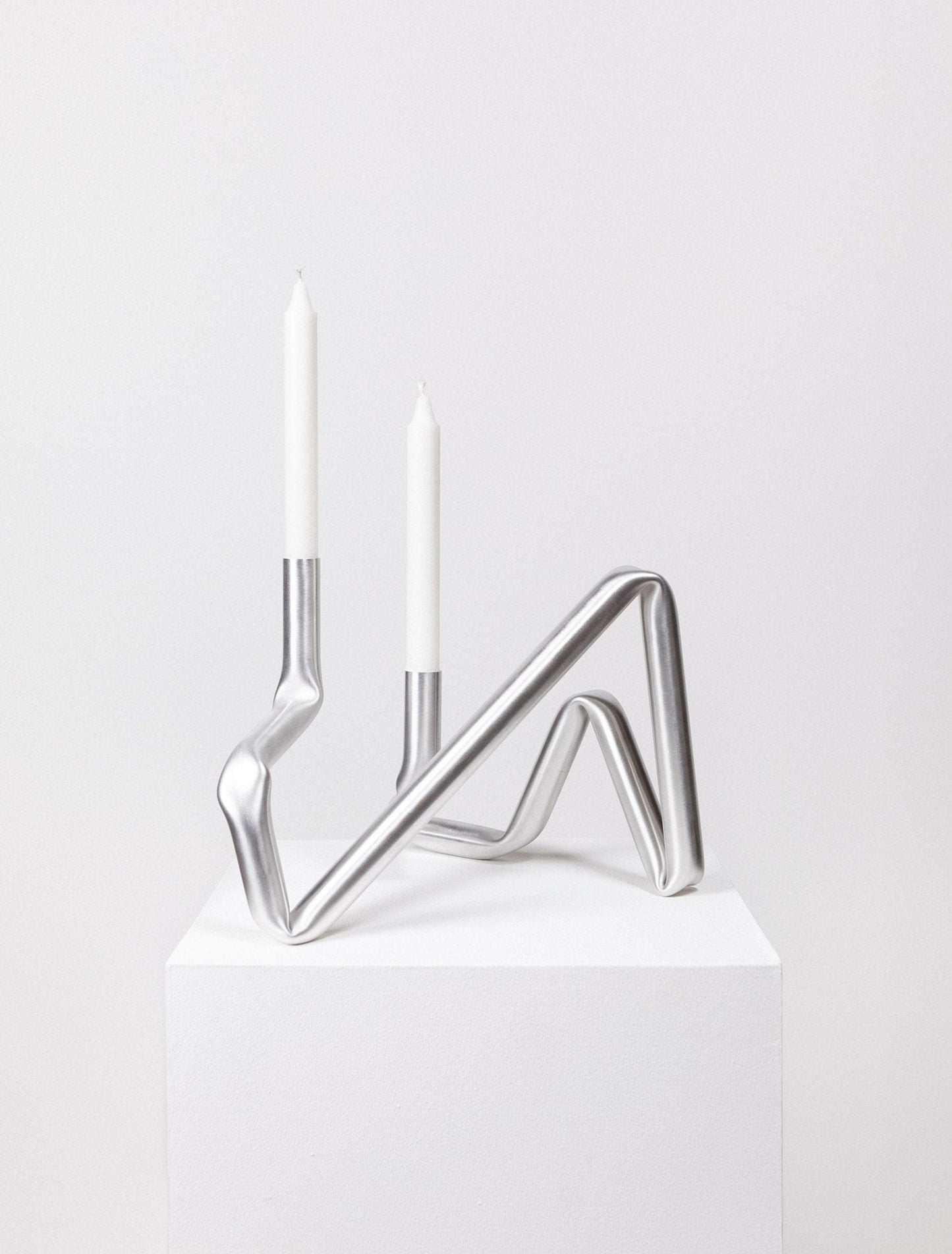 Bucatini candle holder (brushed aluminium)-(a.o.t)-APOC STORE