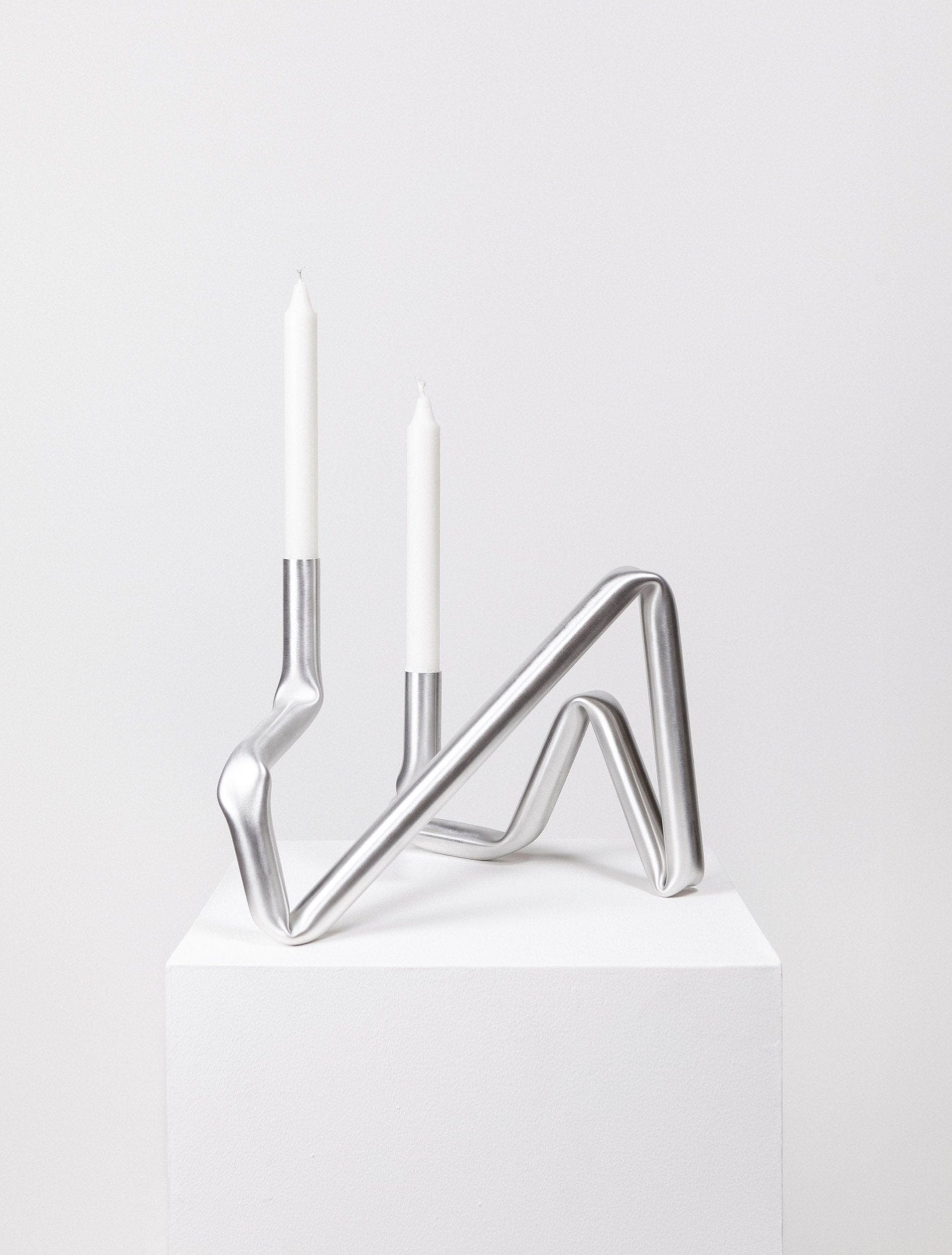Bucatini candle holder (brushed aluminium)-(a.o.t)-APOC STORE