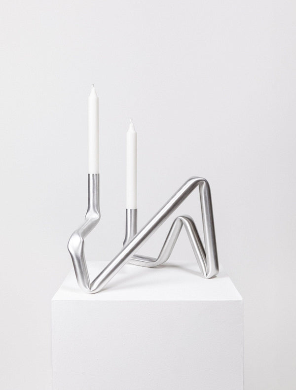 Bucatini candle holder (brushed aluminium)-(a.o.t)-APOC STORE