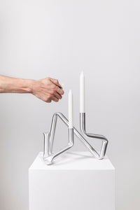 Bucatini candle holder (brushed aluminium)-(a.o.t)-APOC STORE