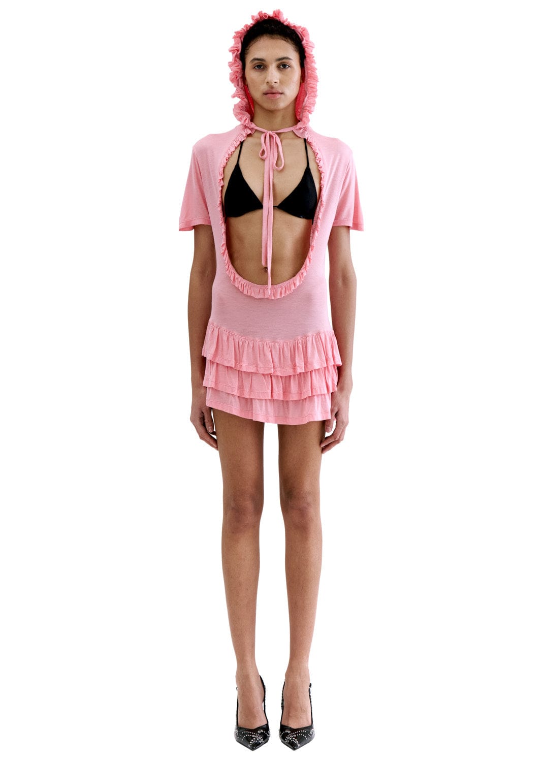 PLUNGE NECK HOODIE DRESS-Clara Colette Miramon-APOC STORE