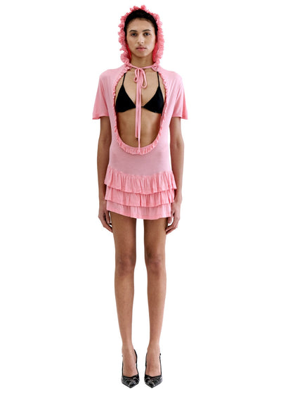 PLUNGE NECK HOODIE DRESS-Clara Colette Miramon-APOC STORE