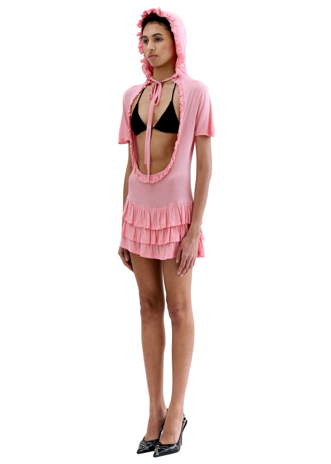 PLUNGE NECK HOODIE DRESS-Clara Colette Miramon-APOC STORE