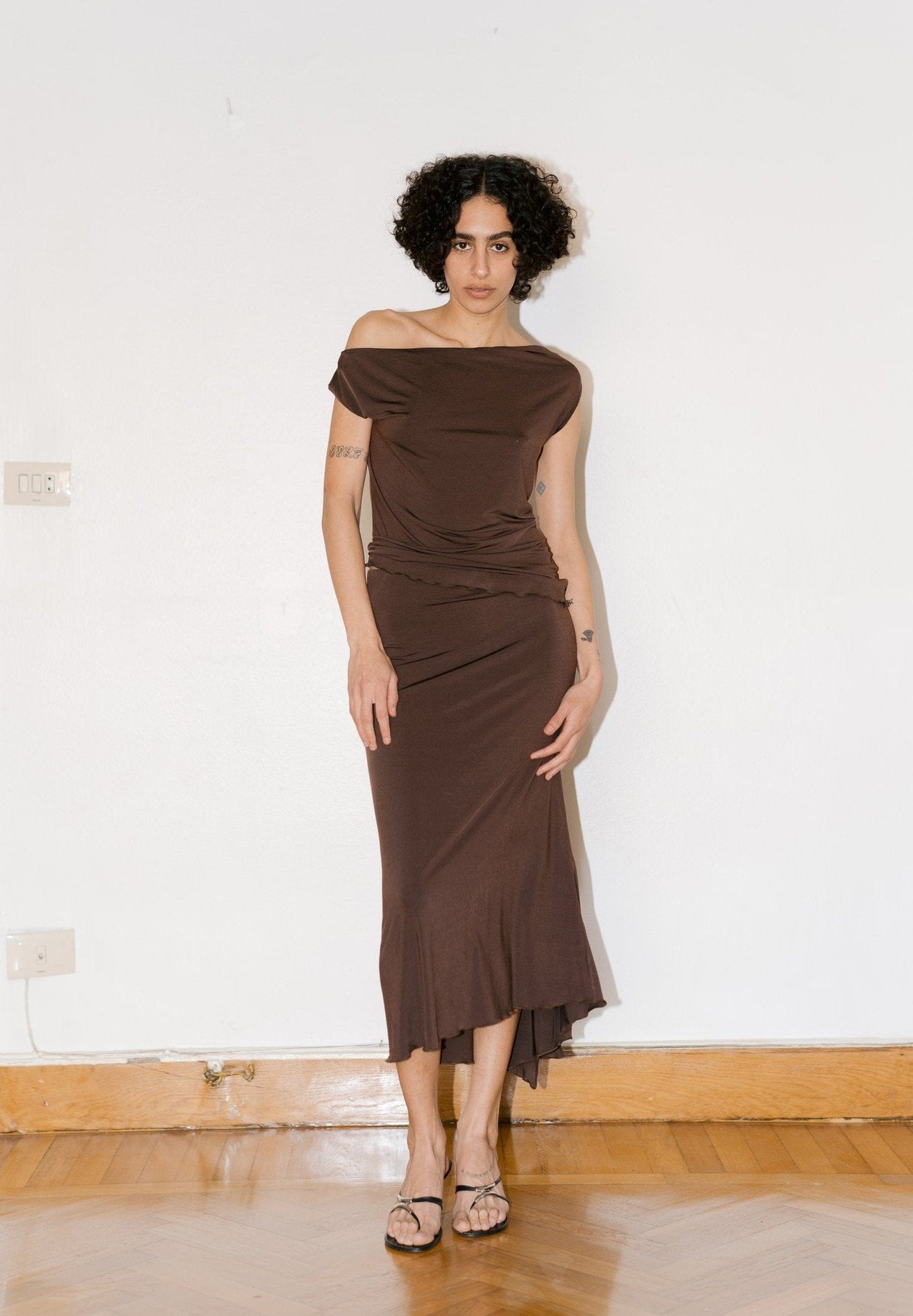 CHOCOLATE SLIP SKIRT-Nadine Mos-APOC STORE