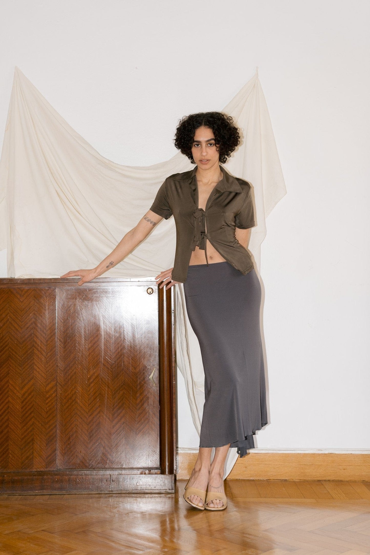 Grey Slip Skirt-Nadine Mos-APOC STORE