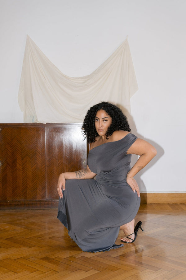 Grey Draped Top-Nadine Mos-APOC STORE