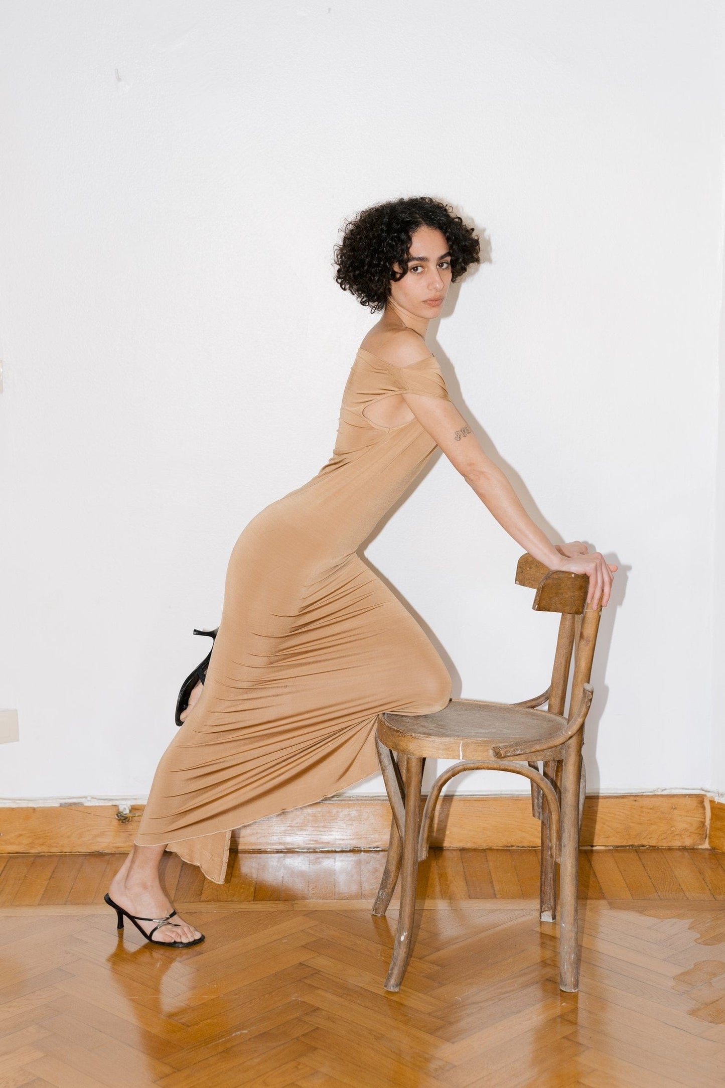 CARAMEL SLIP DRESS-Nadine Mos-APOC STORE