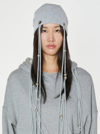 EYELET STRING BEANIE GREY-Nibgnus-APOC STORE