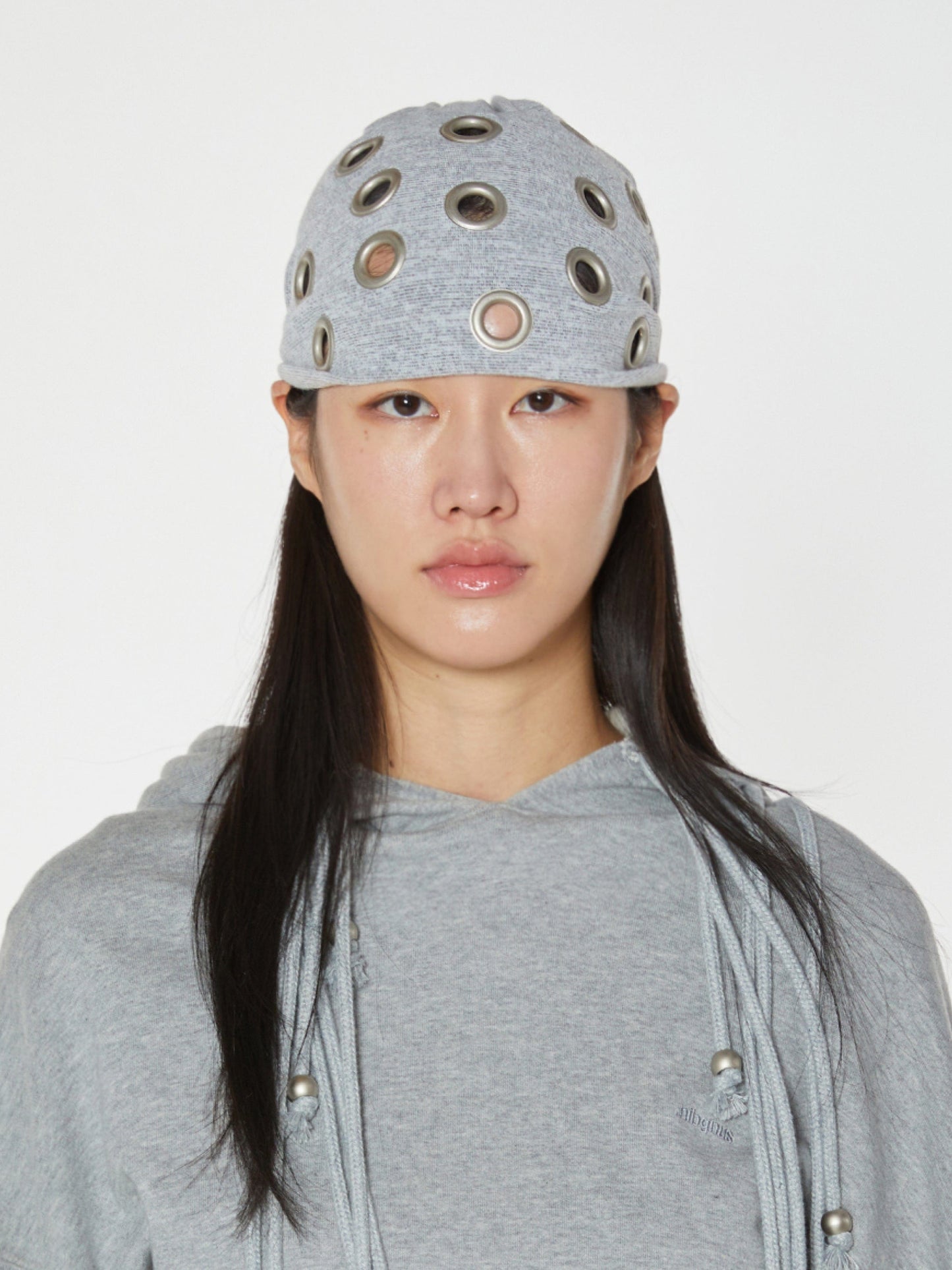 EYELET BEANIE GREY-Nibgnus-APOC STORE