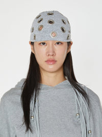 EYELET BEANIE GREY-Nibgnus-APOC STORE
