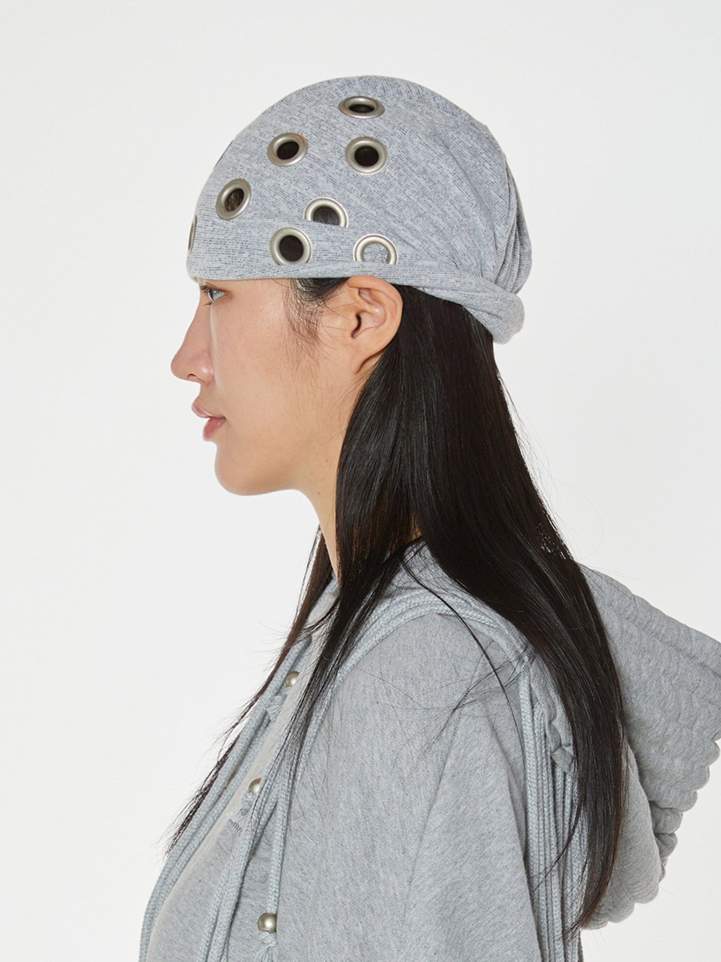 EYELET BEANIE GREY-Nibgnus-APOC STORE