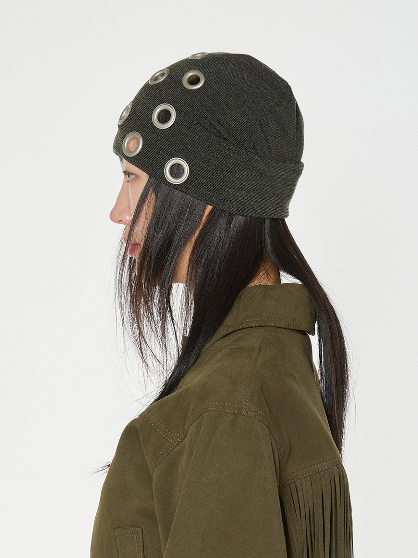 EYELET BEANIE KHAKI-Nibgnus-APOC STORE