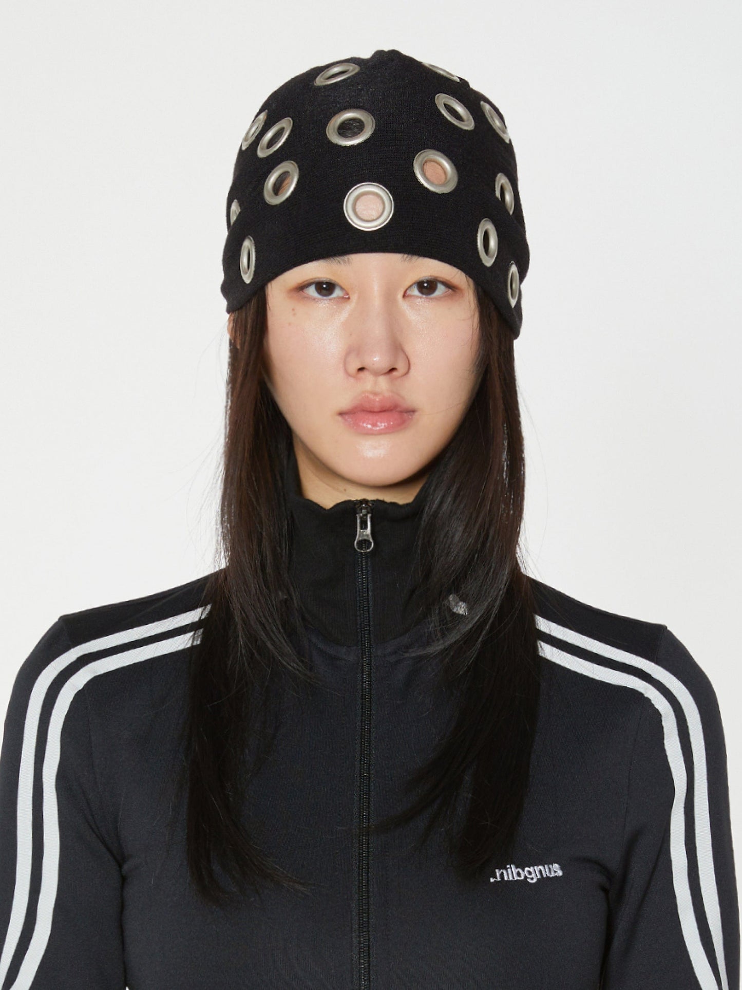 EYELET BEANIE BLACK-Nibgnus-APOC STORE