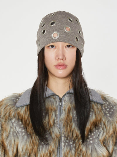 EYELET BEANIE BROWN-Nibgnus-APOC STORE