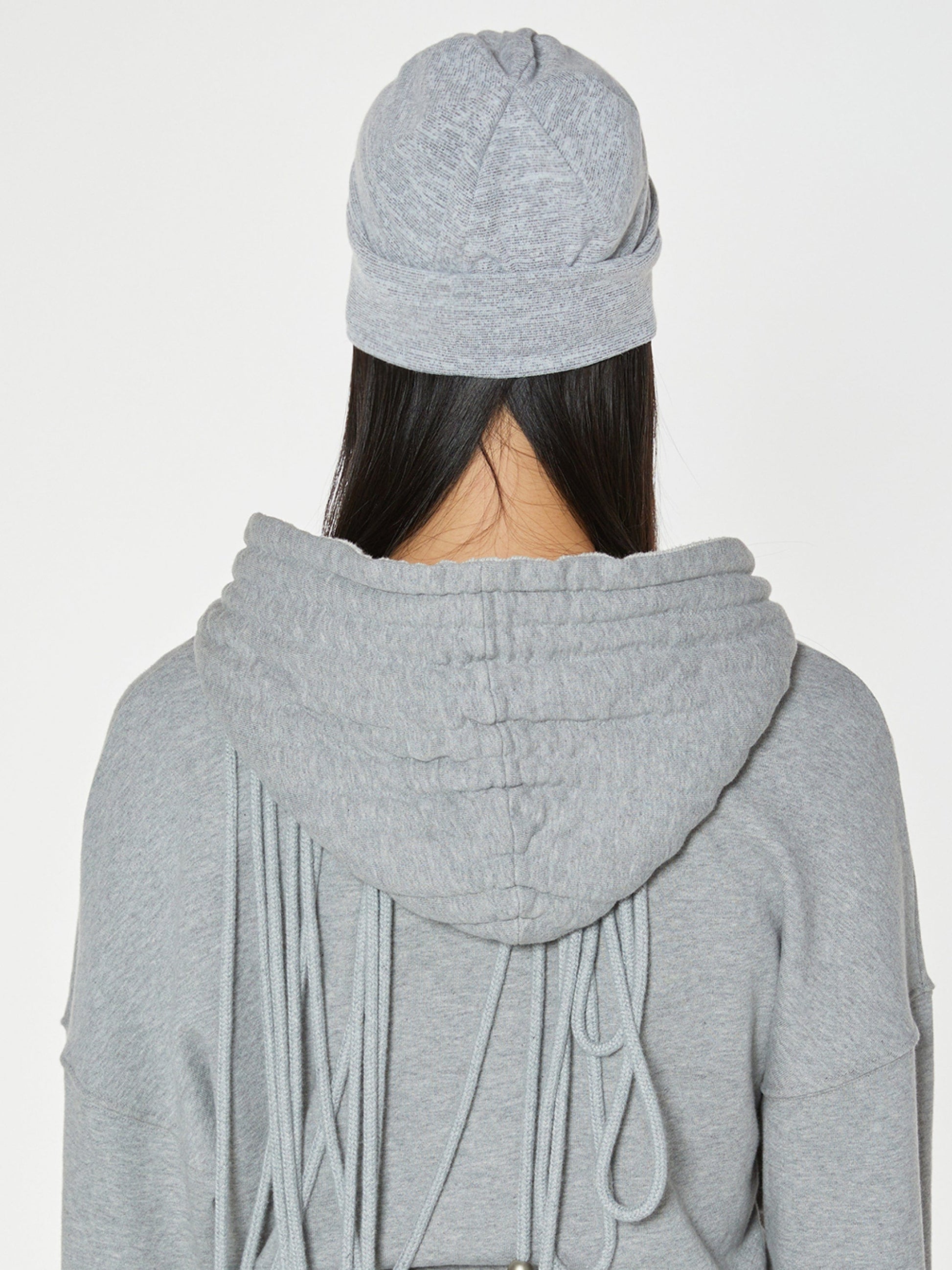 EYELET STRING BEANIE GREY-Nibgnus-APOC STORE