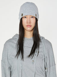 EYELET STRING BEANIE GREY-Nibgnus-APOC STORE
