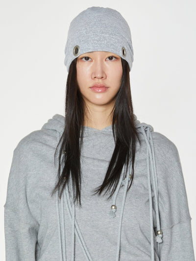 EYELET STRING BEANIE GREY-Nibgnus-APOC STORE