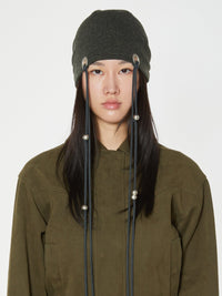 EYELET STRING BEANIE KHAKI-Nibgnus-APOC STORE