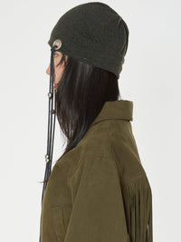 EYELET STRING BEANIE KHAKI-Nibgnus-APOC STORE
