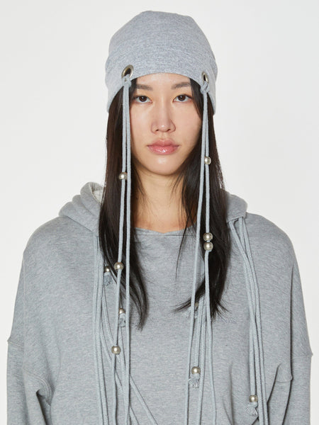 EYELET STRING BEANIE GREY – APOC STORE