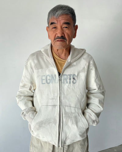 Painted Zip-Up Hoodie Beige-EGNARTS-APOC STORE