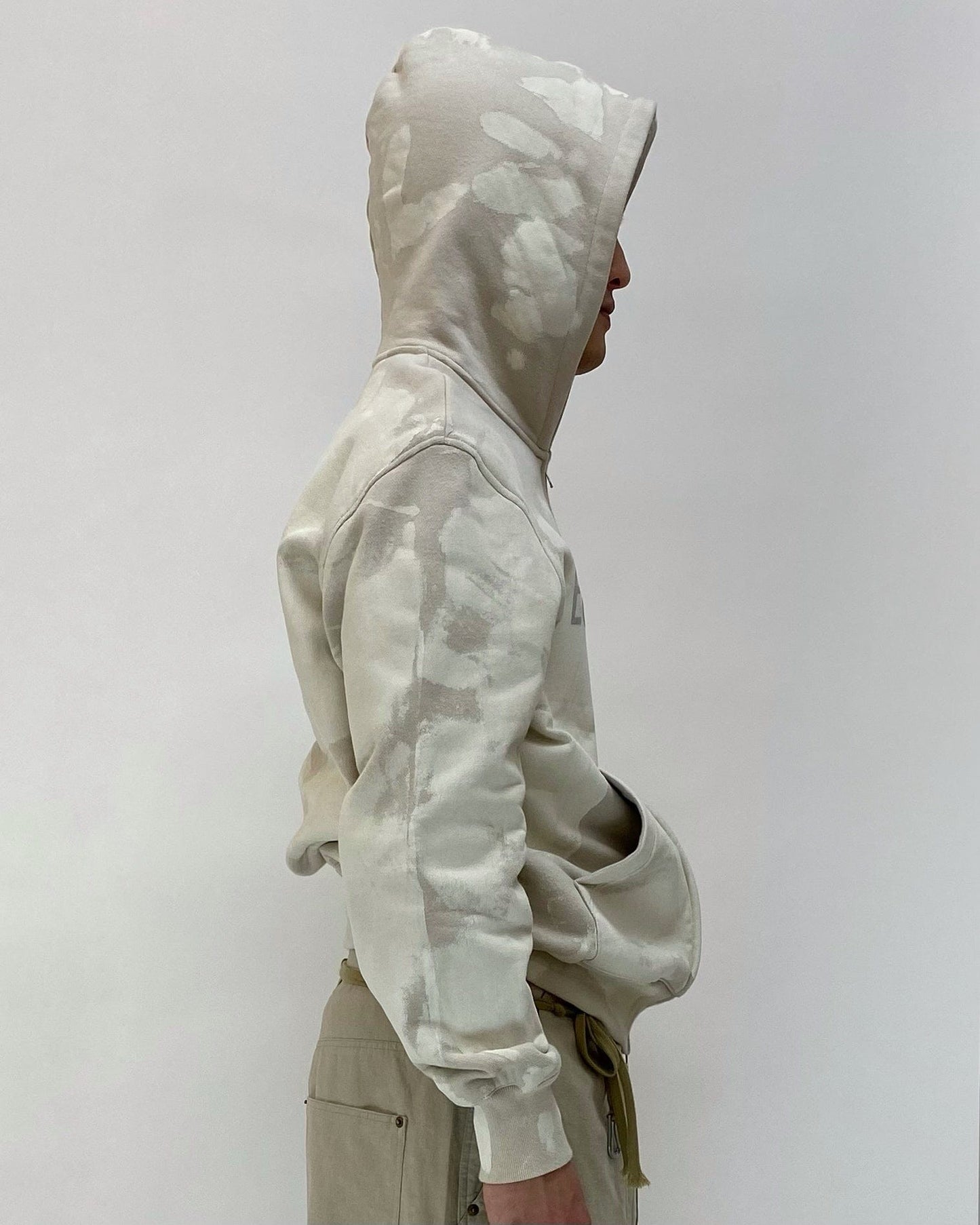 Painted Zip-Up Hoodie Beige-EGNARTS-APOC STORE