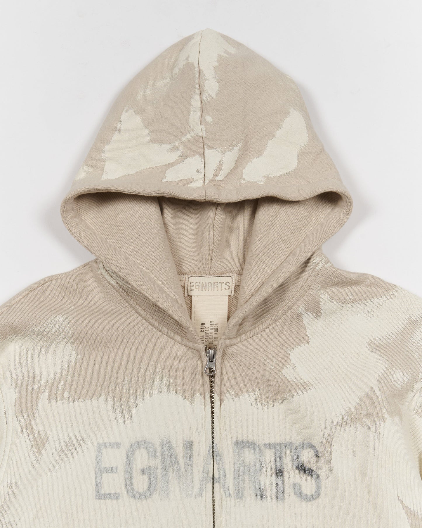 Painted Zip-Up Hoodie Beige-EGNARTS-APOC STORE