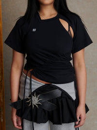 Ruched Short Sleeve - Black-Karlaidlaw-APOC STORE