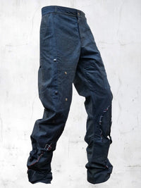 C-SHAPE WAXED PATCHWORK PANTS BLUE-UNDER THE SIGN-APOC STORE