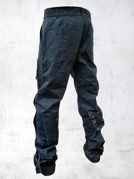 UNDER THE SIGN C-SHAPE WAXED PATCHWORK PANTS BLUE – APOC STORE